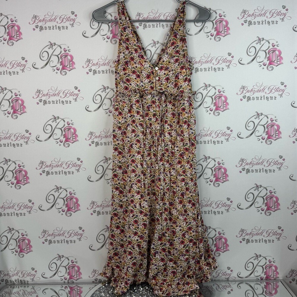Bog collective dress ruffle hem flowers multicolor Elegant Floral Maxi Dress
